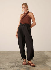 ESMAEE CAMPARI PANT - BLACK - WILD ROSE