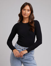 SILENT THEORY RIB LONG SLEEVE - BLACK - WILDROSE