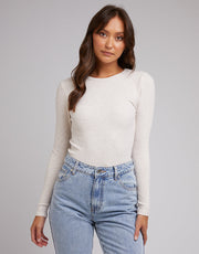 SILENT THEORY RIB LONG SLEEVE - OAT - WILDROSE