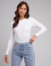 SILENT THEORY RIB LONG SLEEVE - WHITE - WILDROSE