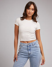 SILENT THEORY HARLEM RIB TEE - OAT - WILD ROSE