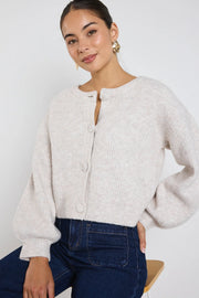 AMONG THE BRAVE AUTHENTIC OAT MARLE CHUNKY KNIT CREWNECK CARDIGAN - WILDROSE