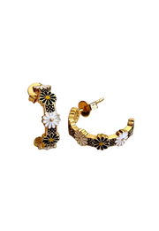 PENNY FOGGO BLACK AND WHITE DAISY HALF HOOPS - WILD ROSE