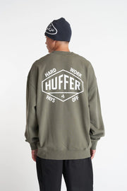 HUFFER MENS SATURDAY CREW/GRIDLOCK - KHAKI - WILDROSE