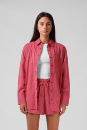 RPM OVERSIZE SHIRT - RED PINSTRIPE - WILDROSE