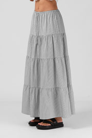 RPM RUBY MAXI SKIRT - B/W PINSTRIPE - WILDROSE