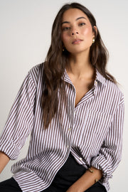 STORIES TO BE TOLD YOU GOT THIS CHOCOLATE STRIPE OVERSIZED SHIRT - WILDROSE