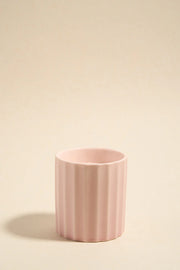 FLO'S HOME WIDE RIB BLUSH CERAMIC SCENTED CANDLE - WILDROSE