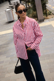 STORIES TO BE TOLD YOU GOT THIS RED STRIPE OVERSIZED SHIRT - RED STRIPE - WILDROSE