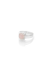 STOLEN GIRLFRIENDS CLUB - BABY CLAW RING SILVER ROSE QUARTZ
