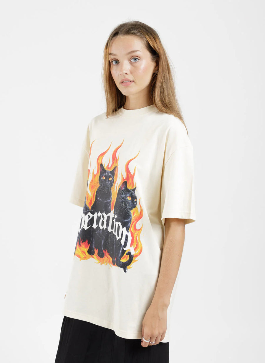 FEDERATION GOODE TEE - FIRE CAT - BONE - WILDROSE