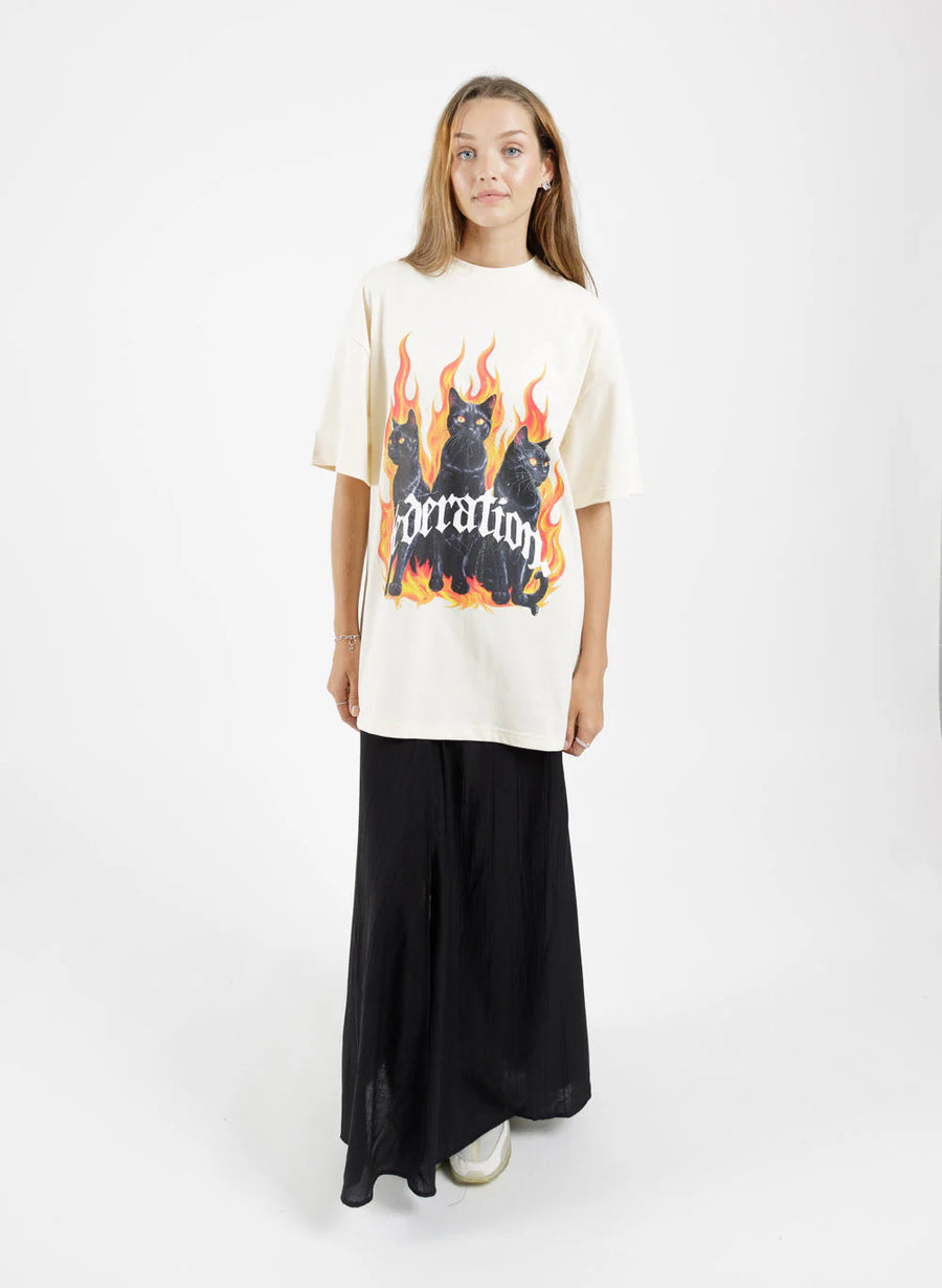 FEDERATION GOODE TEE - FIRE CAT - BONE - WILDROSE