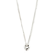 PILGRIM RECYCLED HEART NECKLACE - SILVER PLATED - WILD ROSE