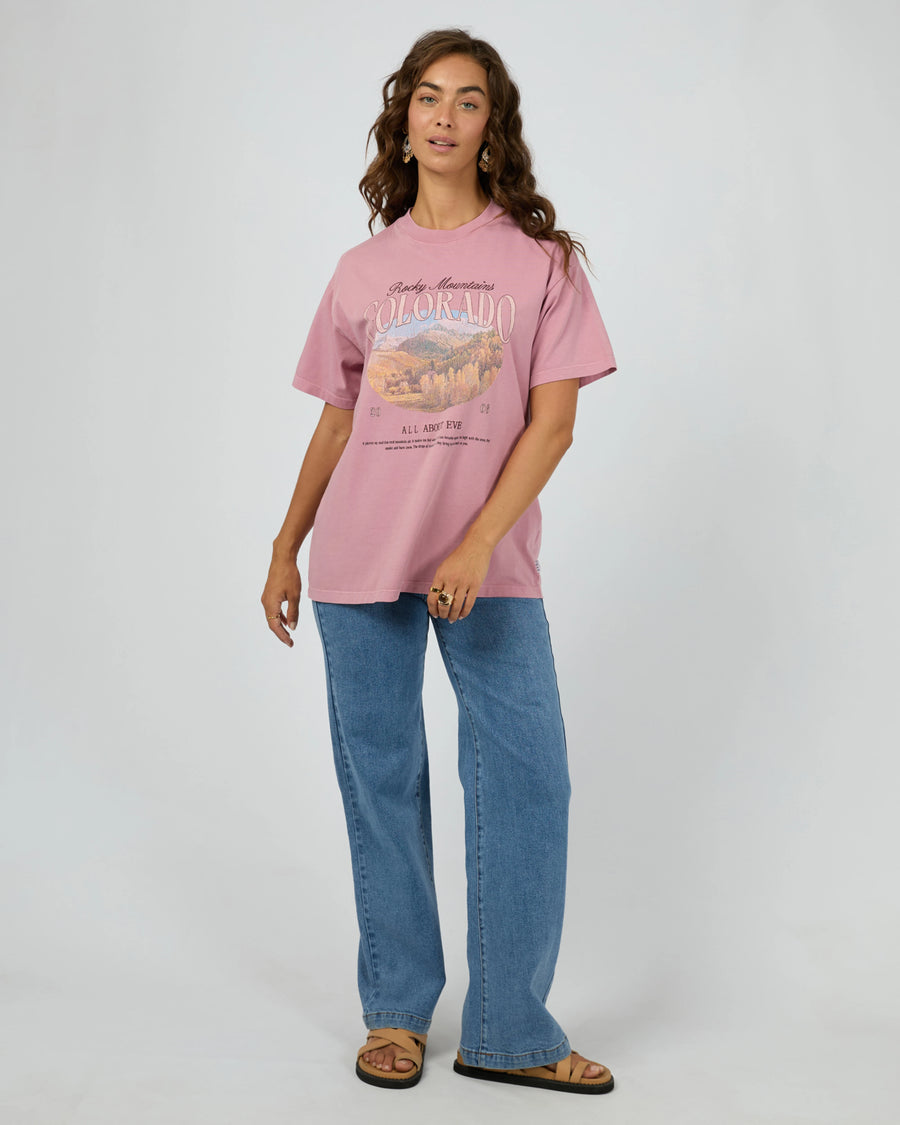 ALL ABOUT EVE ROCKY MOUNTAINS RELAXED TEE - QUARTZ PINK - WILDROSE