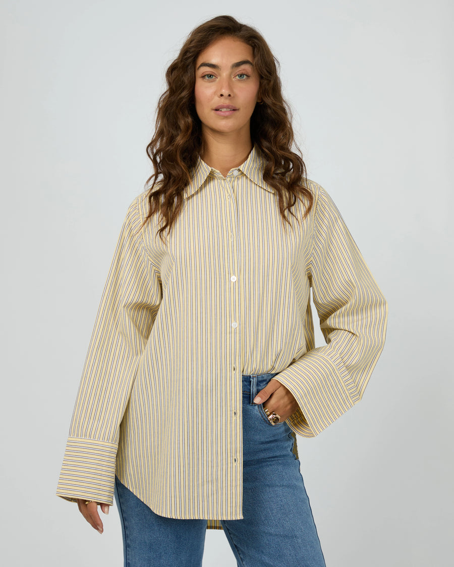 ALL ABOUT EVE NARA STRIPE SHIRT - YELLOW - WILDROSE
