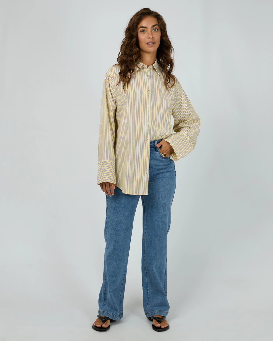 ALL ABOUT EVE NARA STRIPE SHIRT - YELLOW - WILDROSE