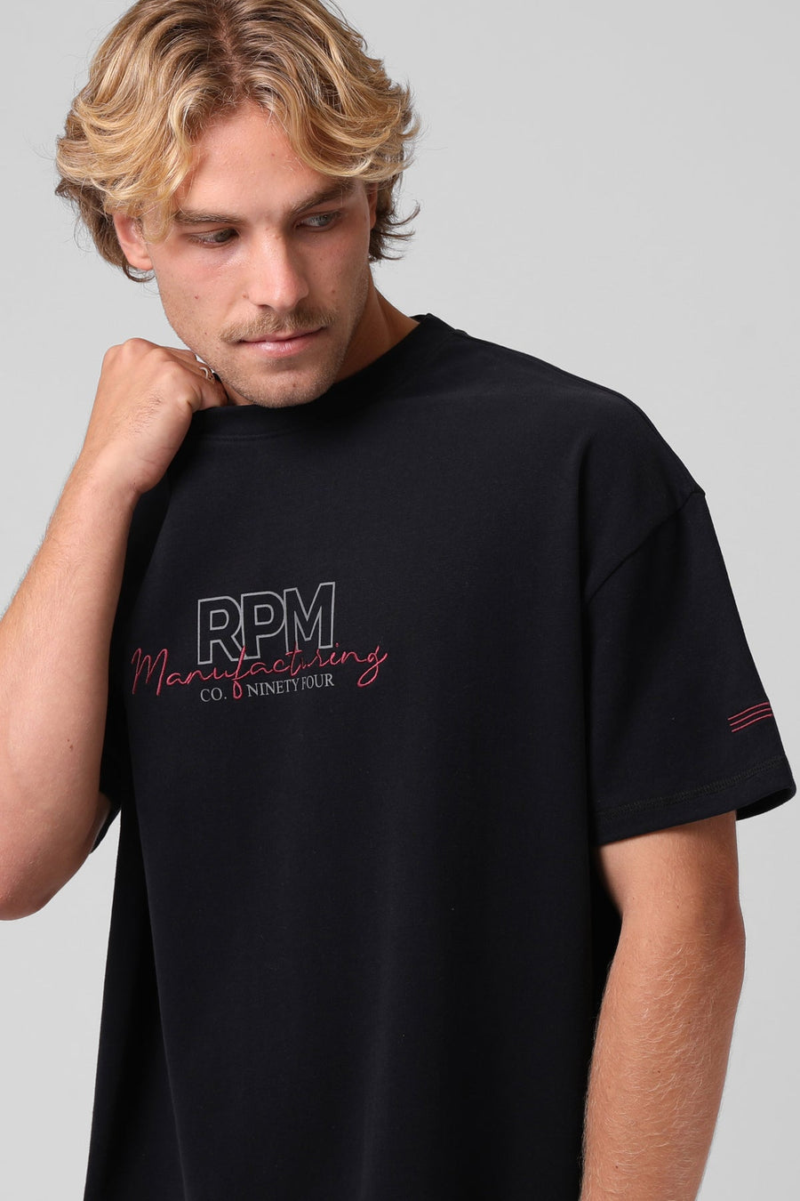RPM SANDED OS PRINT TEE - BLACK - WILD ROSE
