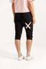 HOMELEE 3/4 APARTMENT PANTS - BLACK WITH BLOSSOM BERRY - WILDROSE