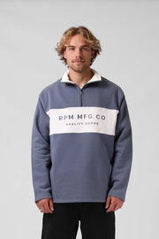 RPM 90'S 1/4 ZIP - DUSTY BLUE/WHITE - WILDROSE