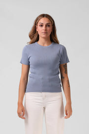 RPM KNITTED SS TOP - DUSTY BLUE - WILDROSE