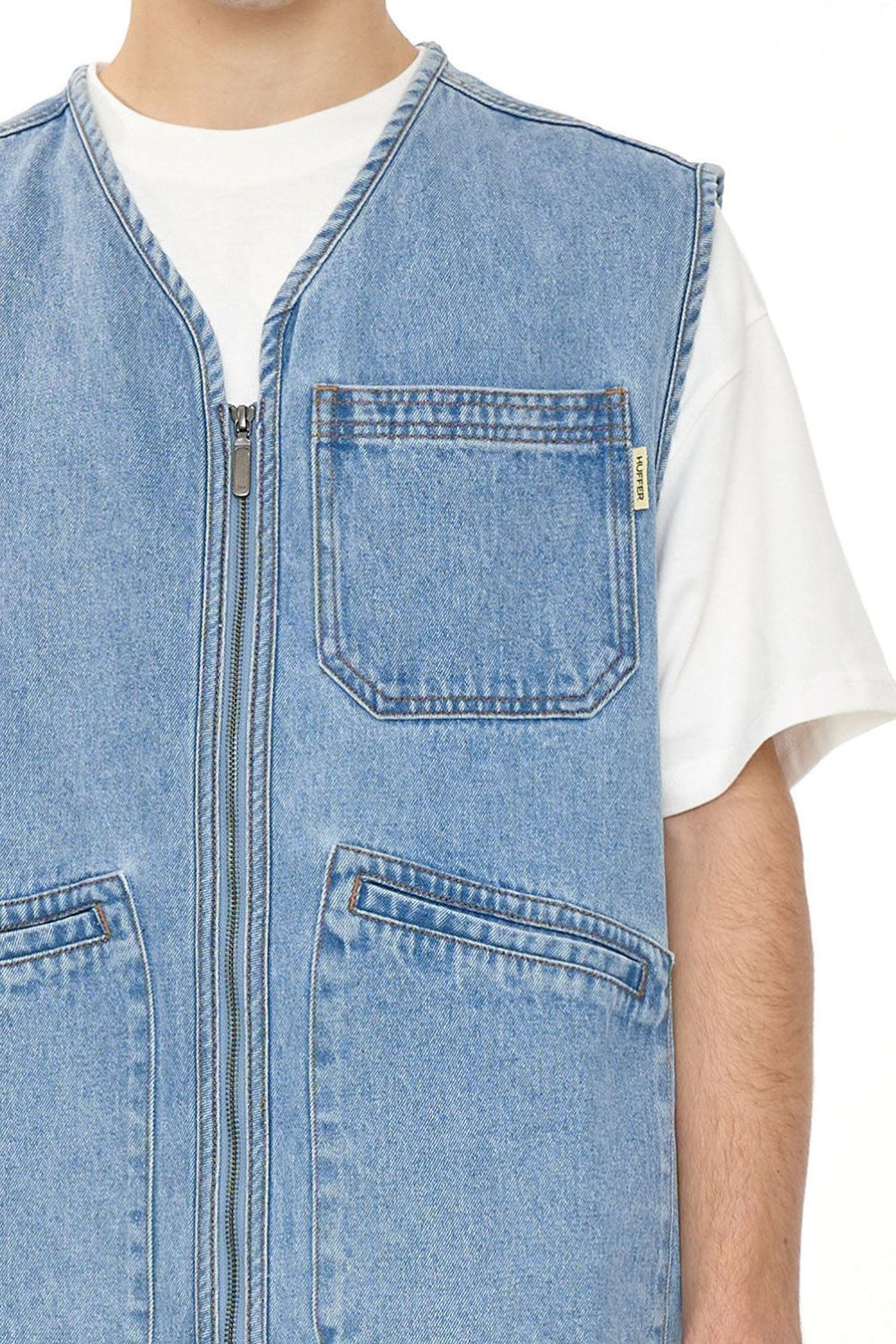 HUFFER DENIM PACK VEST/EXILE - MID WASH - WILDROSE