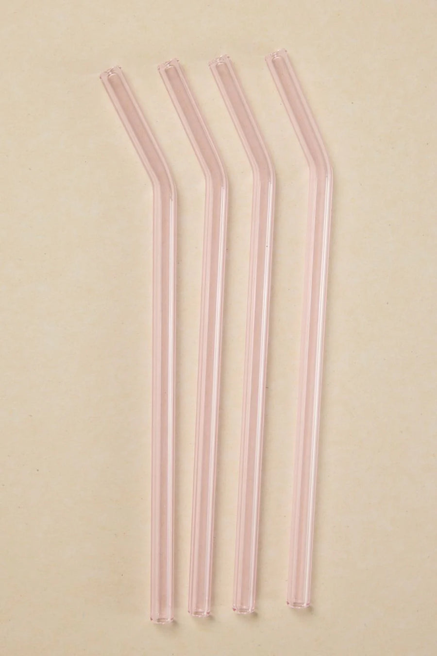 WILLOW & MAE PINK STRAIGHT REUSABLE PK 4 GLASS DRINKING STRAWS - WILDROSE