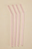 WILLOW & MAE PINK STRAIGHT REUSABLE PK 4 GLASS DRINKING STRAWS - WILDROSE