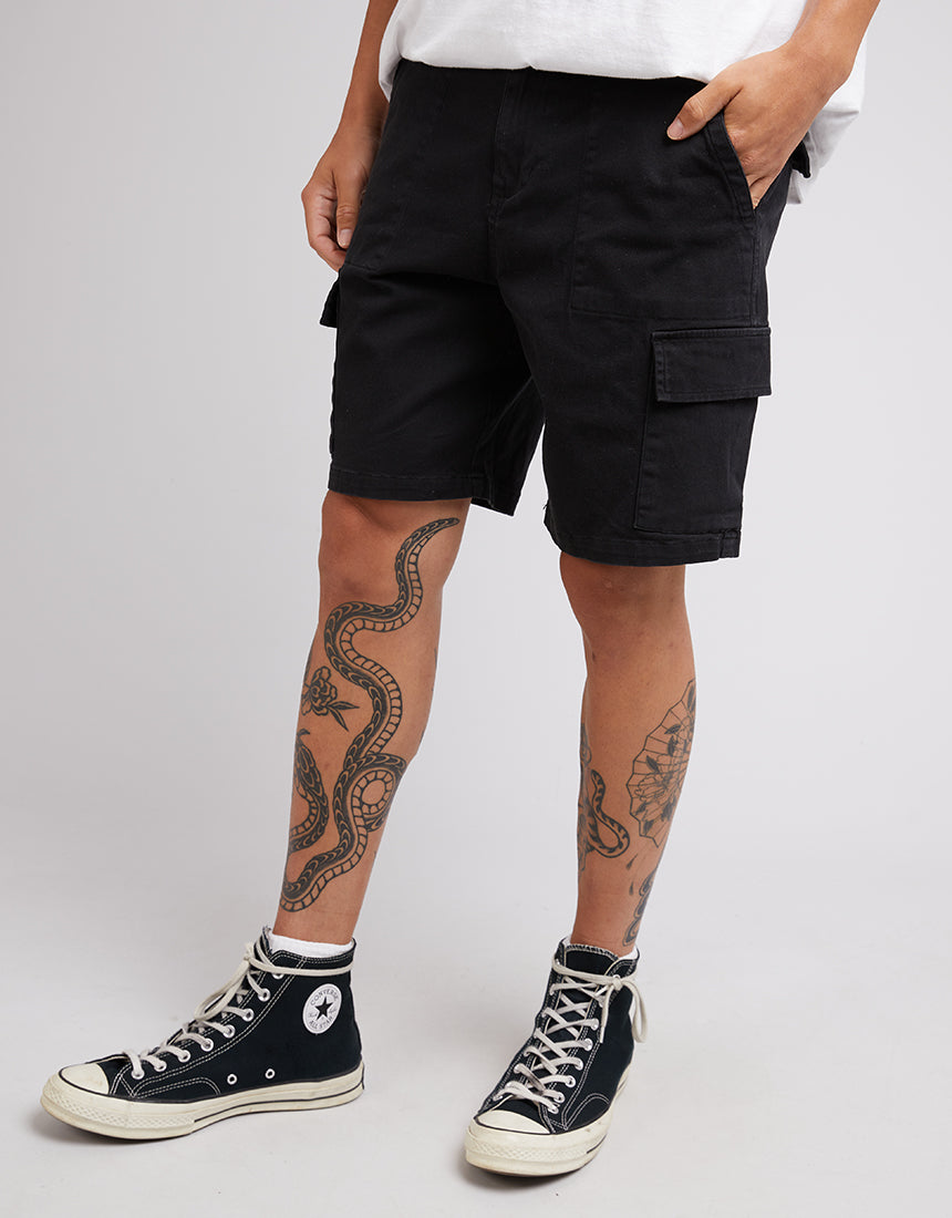 SILENT THEORY FIELD CARGO SHORT - WASHED BLACK - WILD ROSE