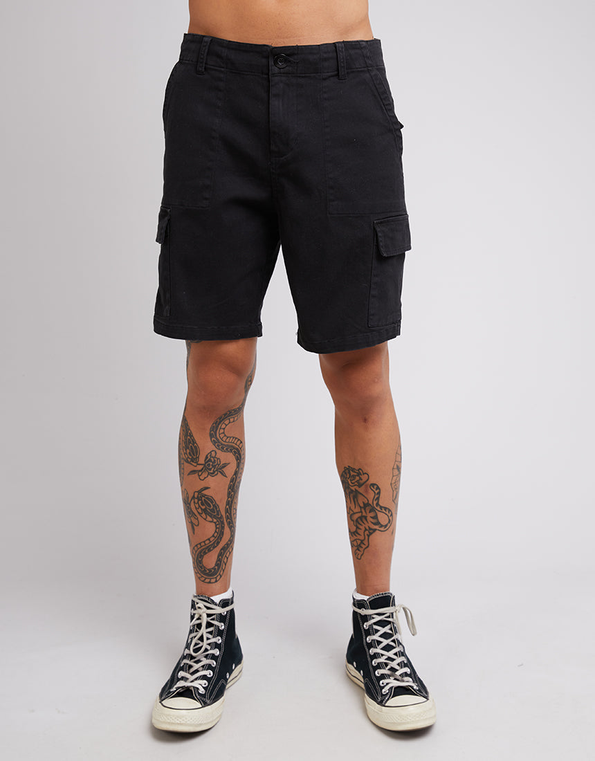 SILENT THEORY FIELD CARGO SHORT - WASHED BLACK - WILD ROSE