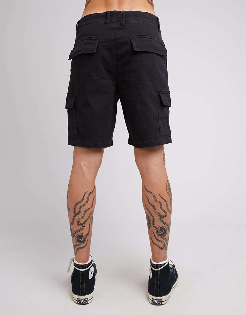 SILENT THEORY FIELD CARGO SHORT - WASHED BLACK - WILD ROSE