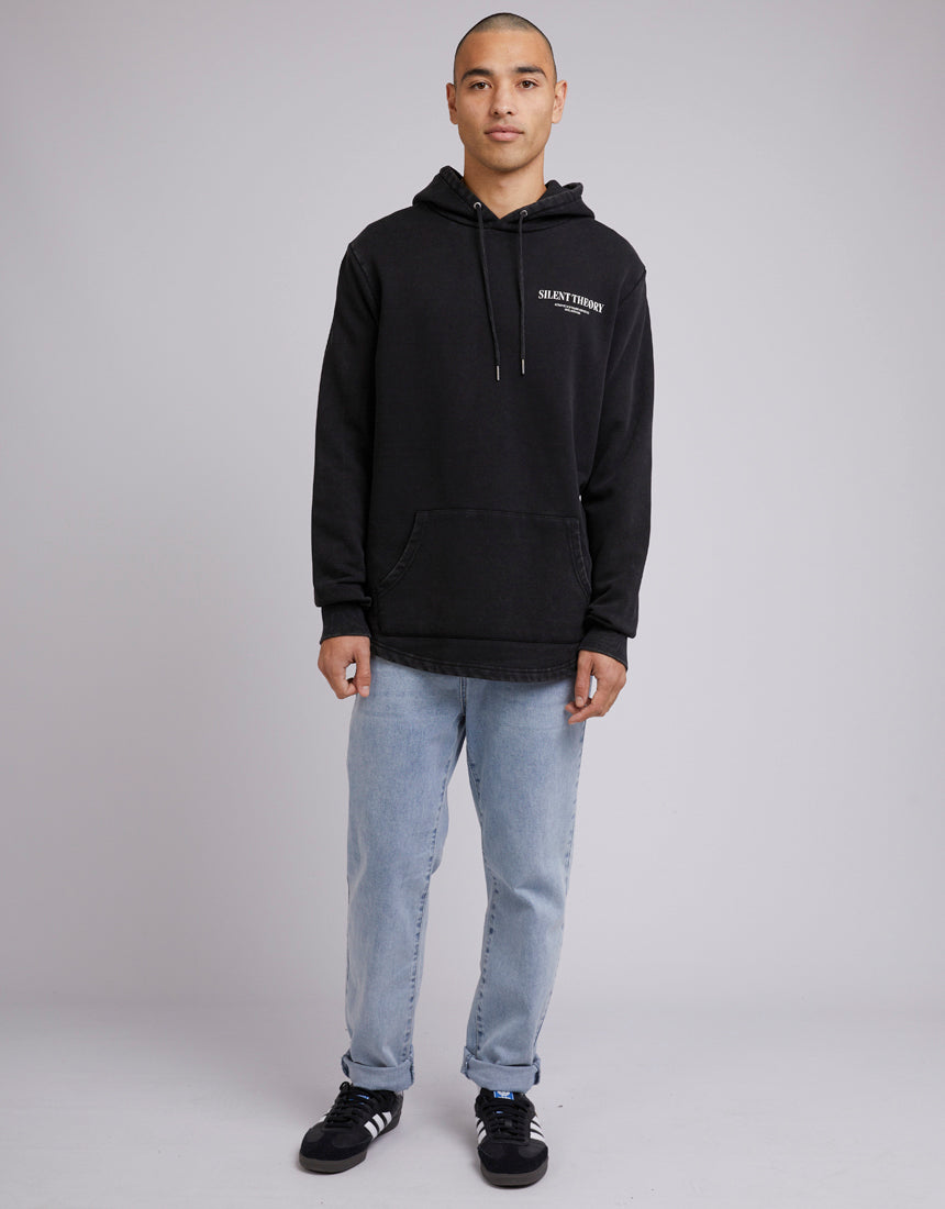 SILENT THEORY SCRIPT HOODY - WASHED BLACK - WILDROSE