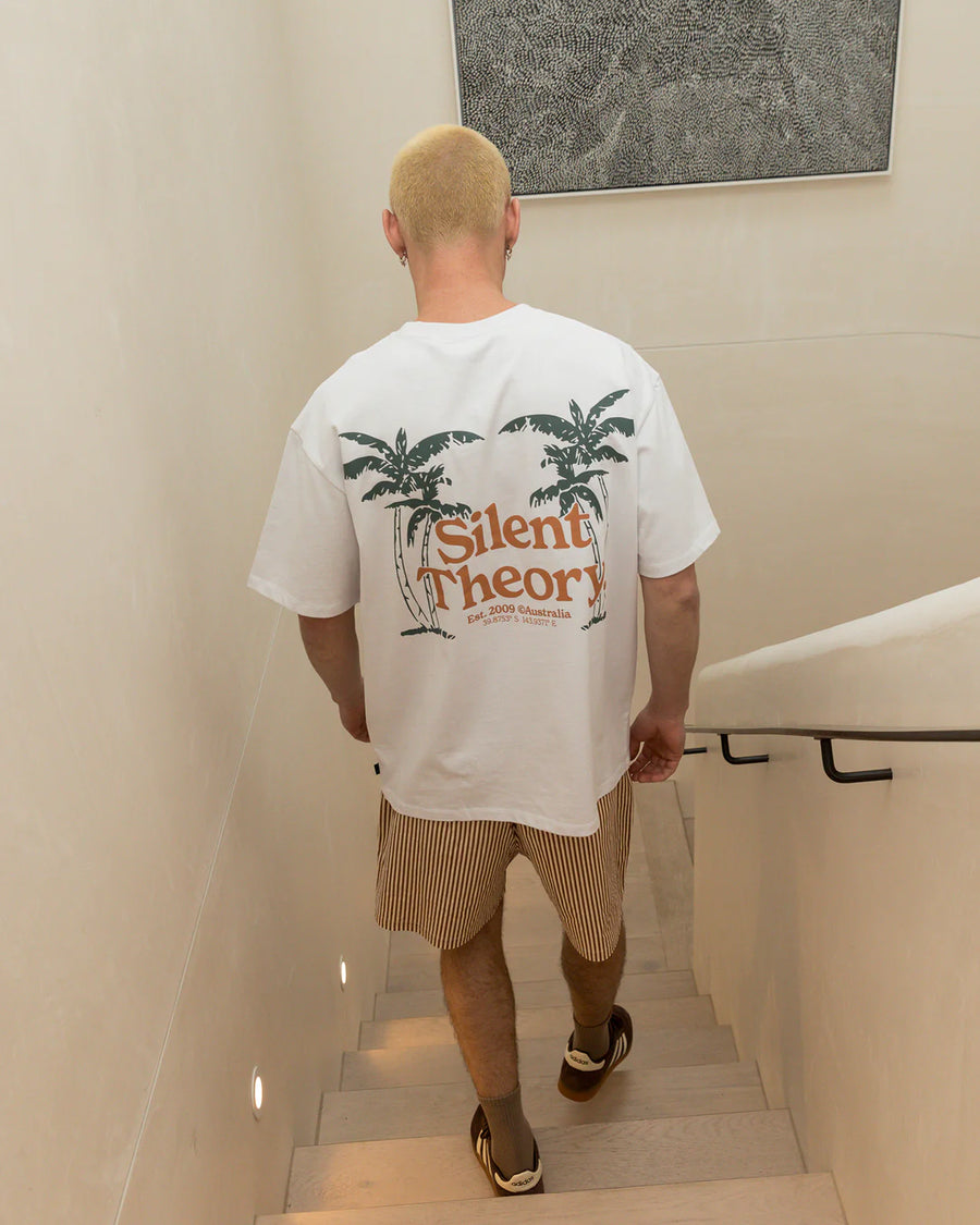 SILENT THEORY PARADISE PALM TEE - WHITE - WILDROSE