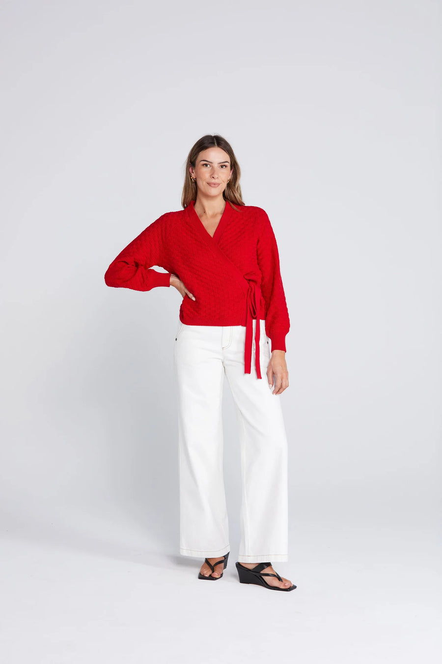 THING THING WRAPT CARDIGAN - SIZZLING SCARLET - WILDROSE