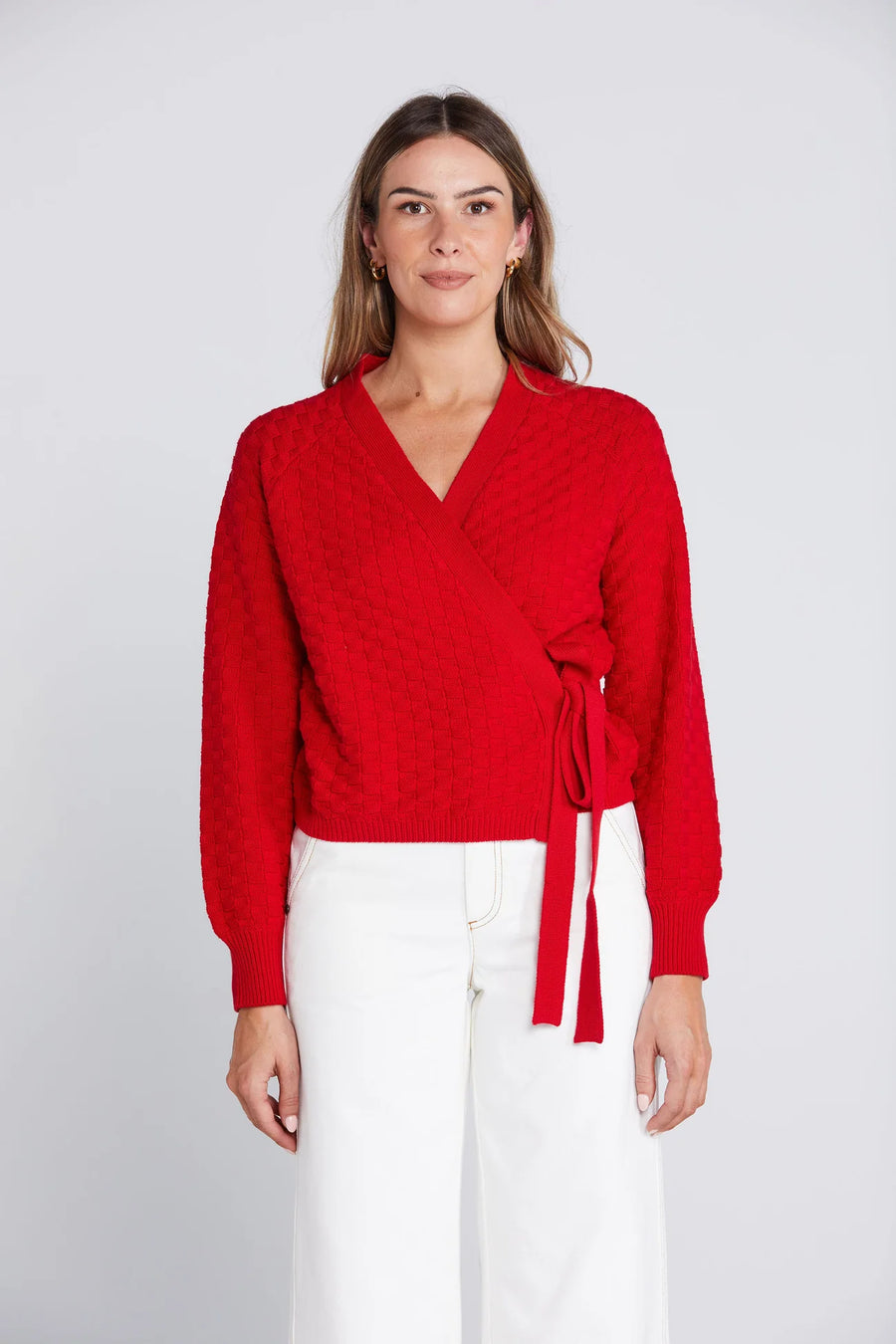 THING THING WRAPT CARDIGAN - SIZZLING SCARLET - WILDROSE