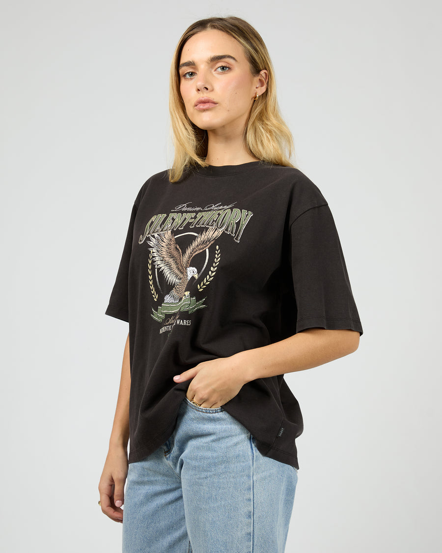 SILENT THEORY AIRBORNE TEE - WASHED BLACK - WILDROSE