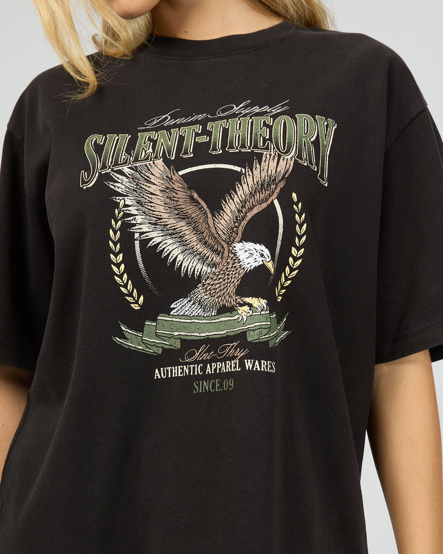 SILENT THEORY AIRBORNE TEE - WASHED BLACK - WILDROSE
