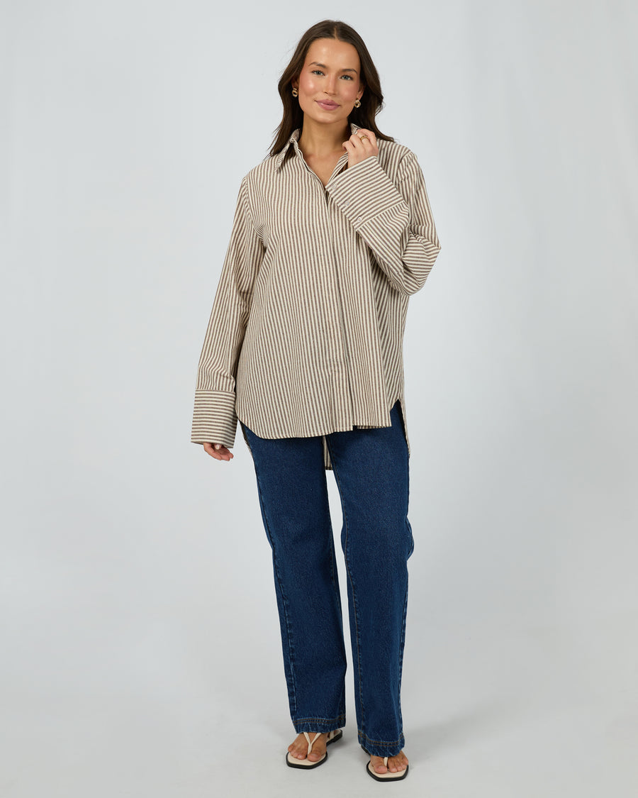 SILENT THEORY SUNDAY LONG SLEEVE SHIRT - CHOCOLATE - WILDROSE