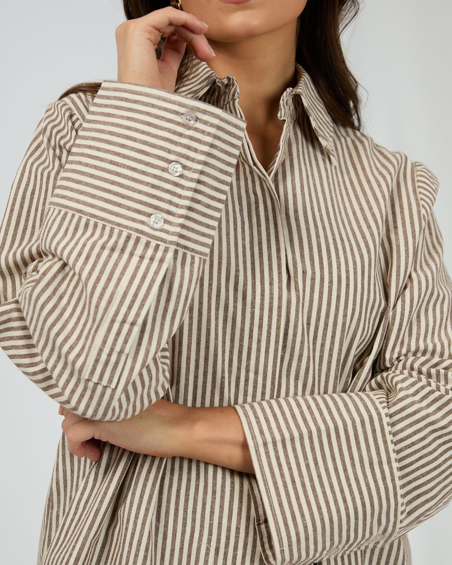 SILENT THEORY SUNDAY LONG SLEEVE SHIRT - CHOCOLATE - WILDROSE