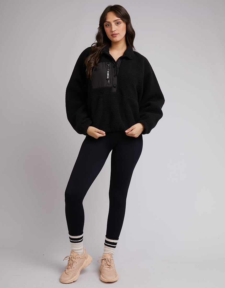 ALL ABOUT EVE ACTIVE TEDDY ZIP  1/4 - BLACK - WILDROSE