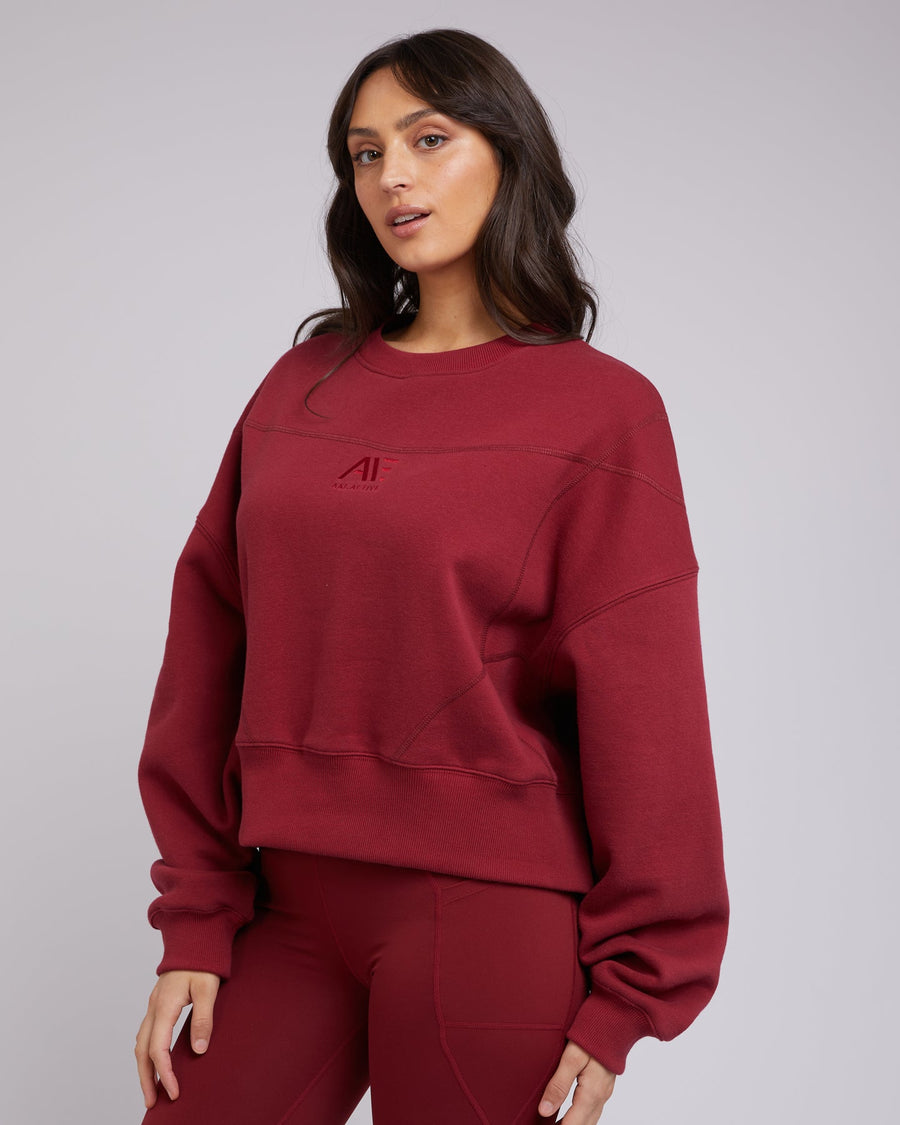 ALL ABOUT EVE ACTIVE TONAL SWEATER - PORT - WILDROSE