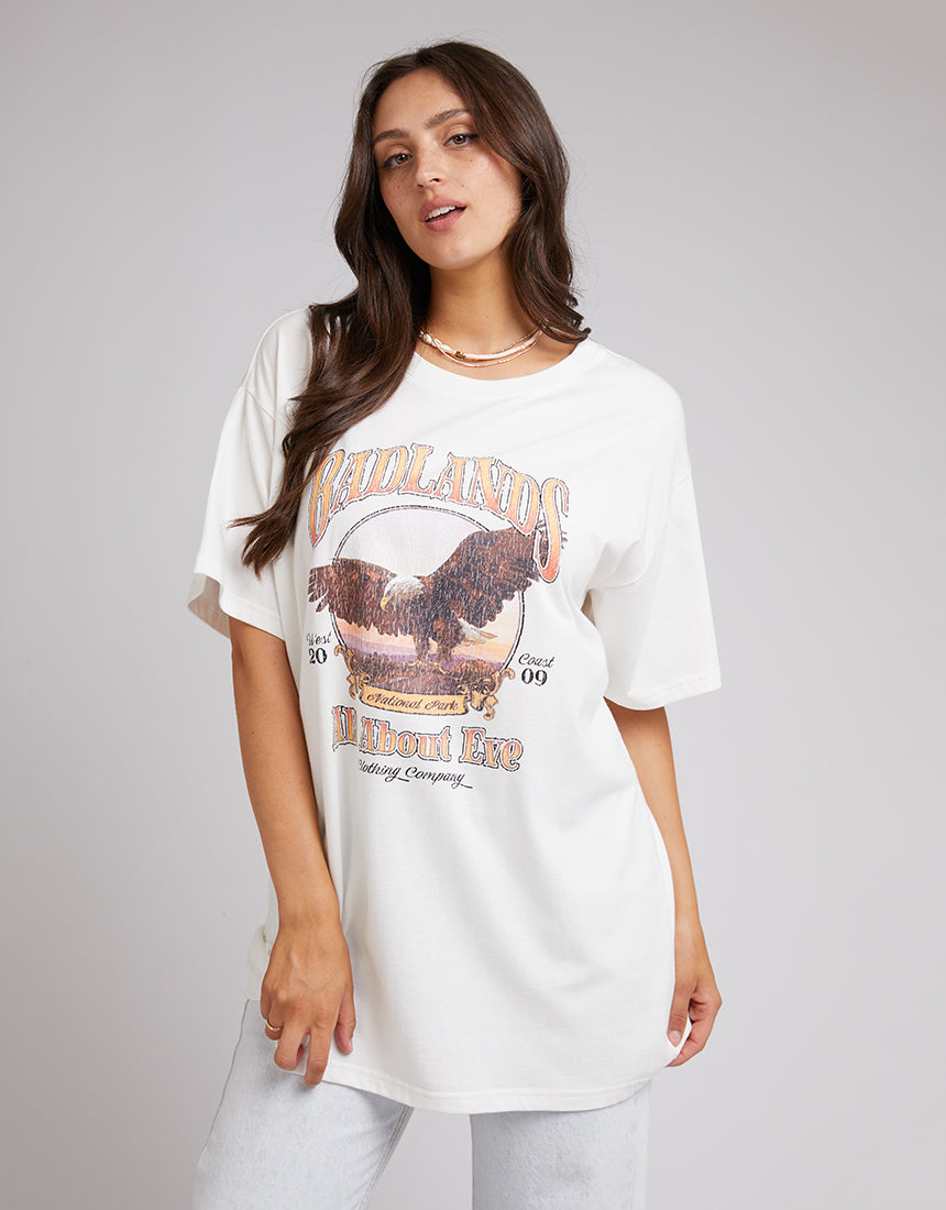 ALL ABOUT EVE BADLANDS TEE - VINTAGE WHITE - WILD ROSE