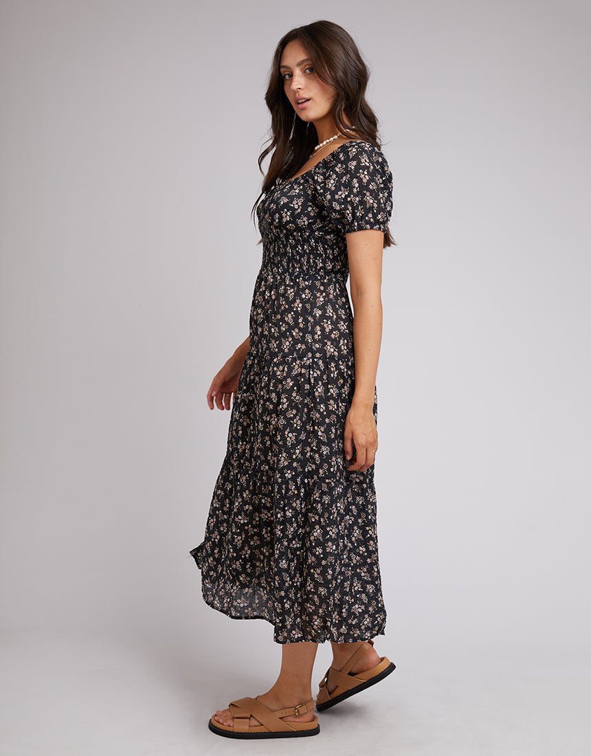 ALL ABOUT EVE MAYA FLORAL MAXI DRESS - BLACK - WILD ROSE
