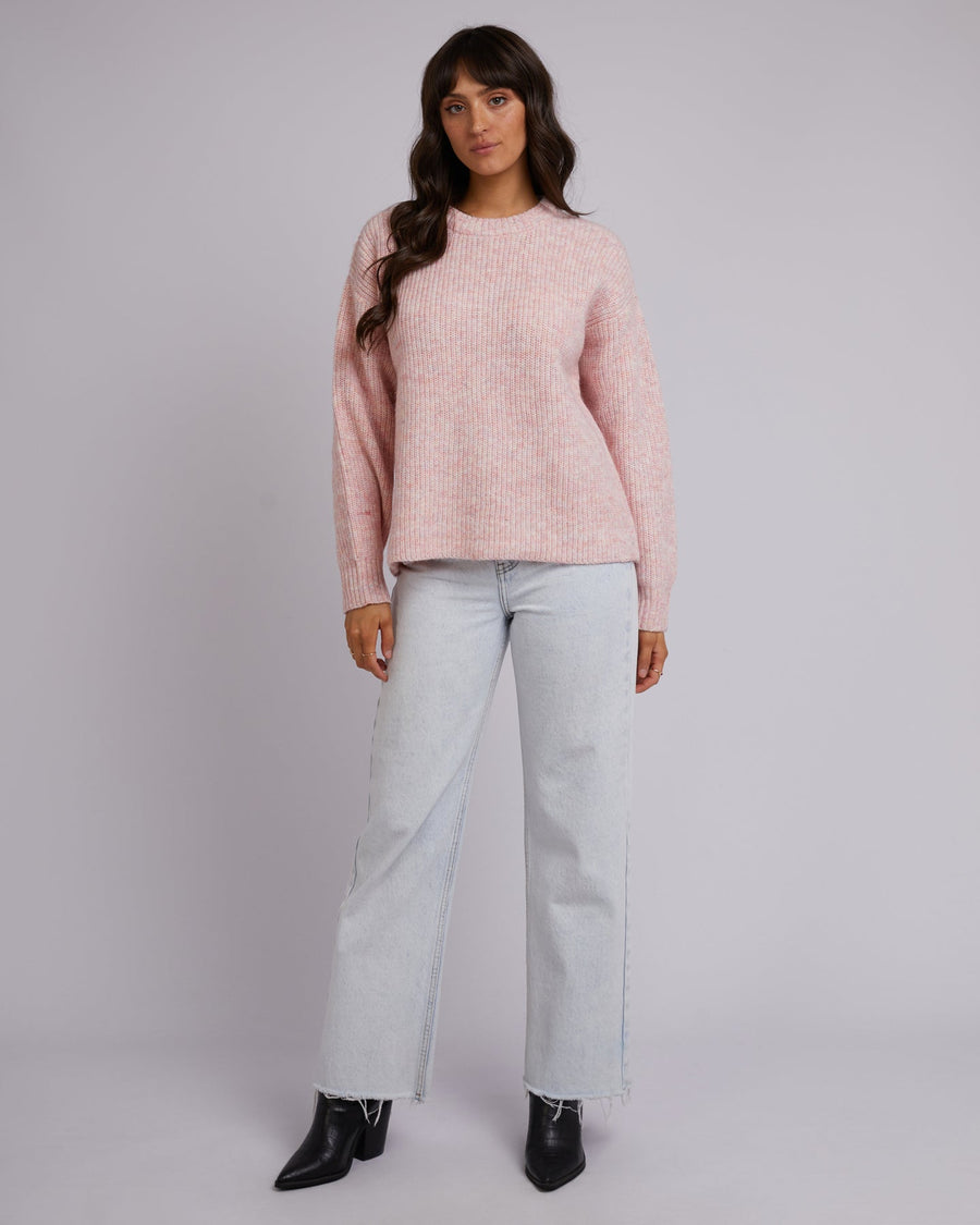 ALL ABOUT EVE JOEY KNIT CREW - PINK - WILDROSE