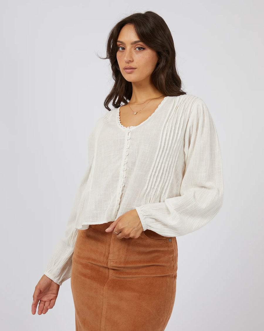 ALL ABOUT EVE PALOMA SHIRT - VINTAGE WHITE - WILDROSE