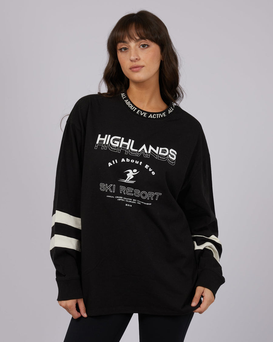 ALL ABOUT EVE HIGHLANDS LS TEE - BLACK - WILDROSE