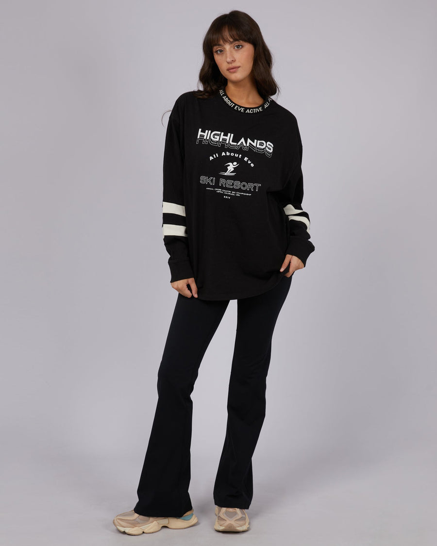 ALL ABOUT EVE HIGHLANDS LS TEE - BLACK - WILDROSE