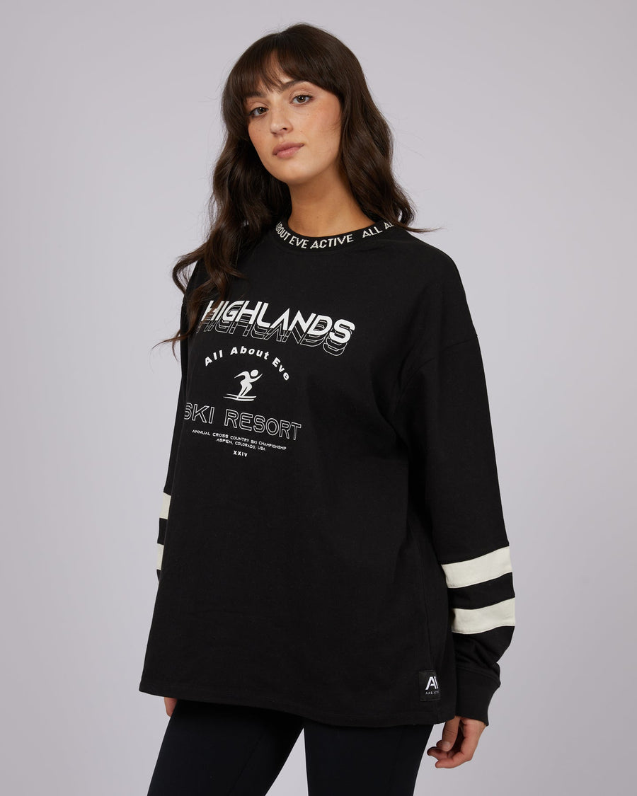 ALL ABOUT EVE HIGHLANDS LS TEE - BLACK - WILDROSE