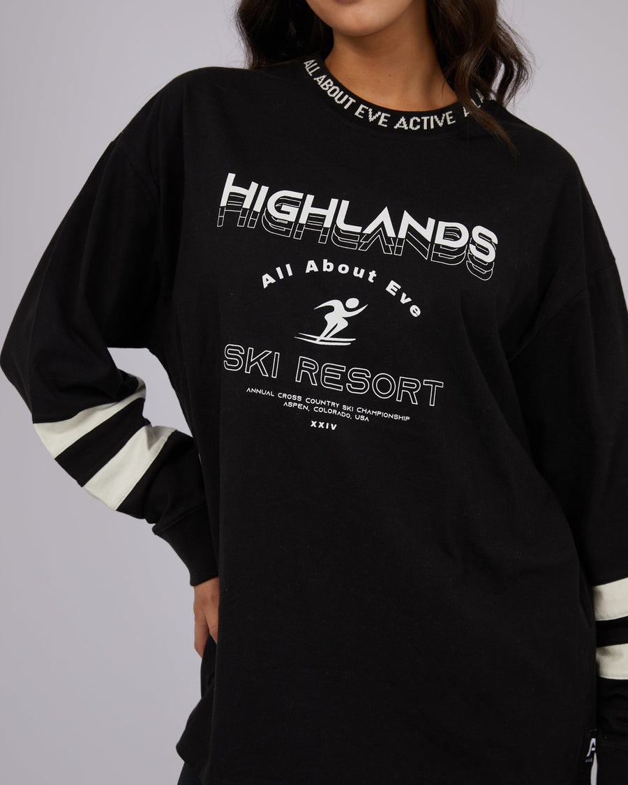 ALL ABOUT EVE HIGHLANDS LS TEE - BLACK - WILDROSE