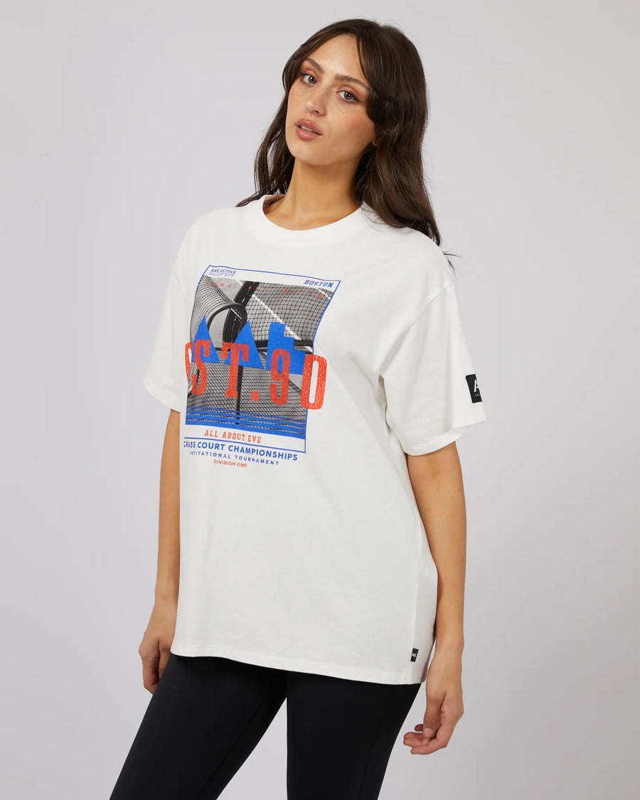 ALL ABOUT EVE ACTIVE SESSIONS O/S TEE - VINTAGE WHITE - WILDROSE