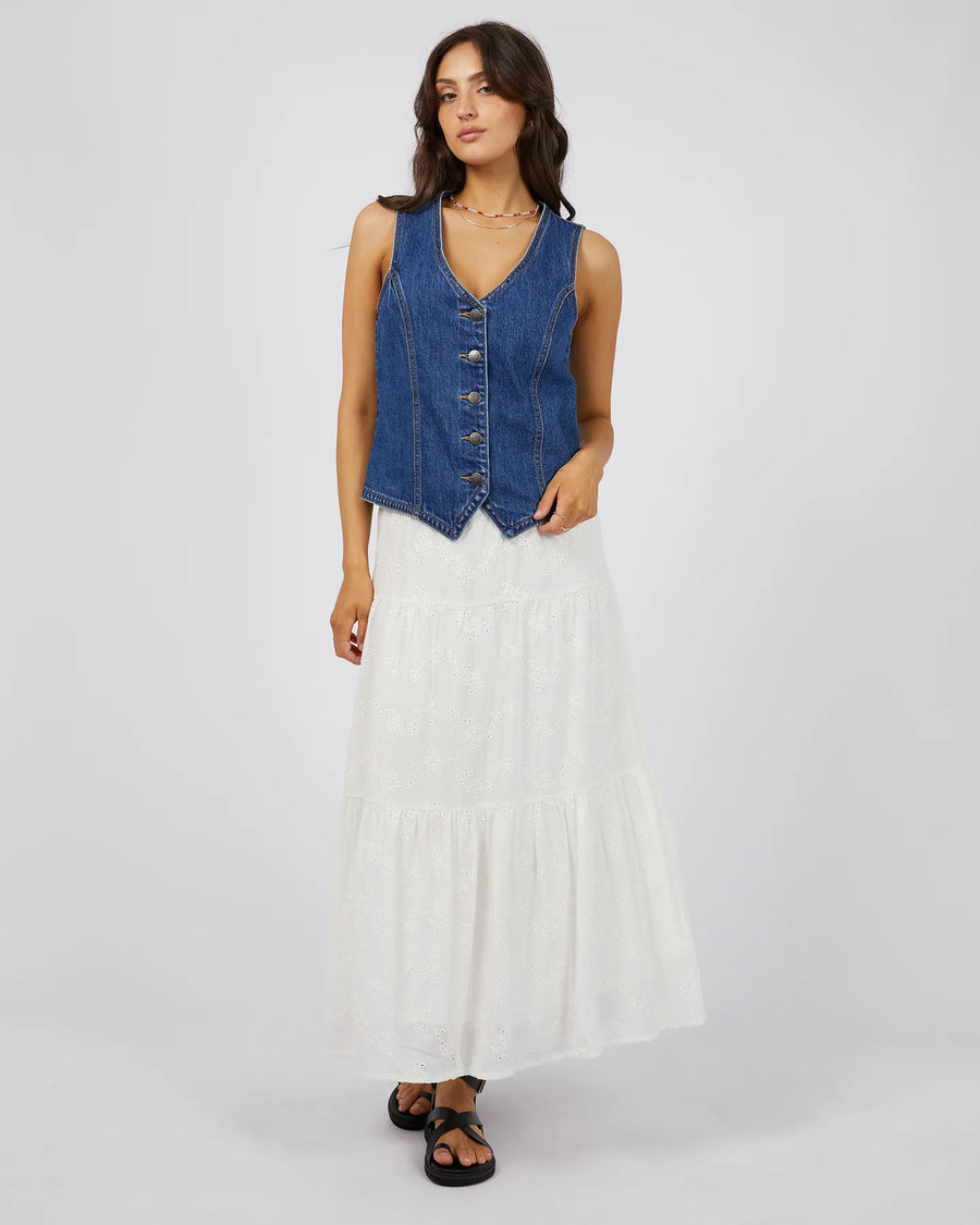 ALL ABOUT EVE SUTTON BRODERIE MAXI SKIRT - VINTAGE WHITE - WILDROSE
